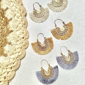 NEW dreamy Fringe tassel earth Gypsy goddess boho earrings w hippy retro vibe
